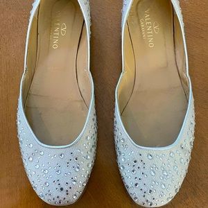 Authentic Valentino Silver/Crystal Ballerina Flats